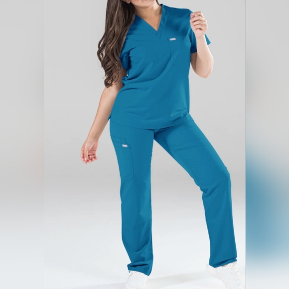 NWT Code NXT Carribean Blue Scrub Pants - Picture 4 of 8